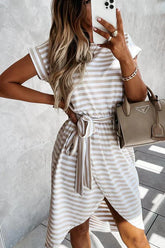 Hilton Cotton Blend Striped T-shirt Dress